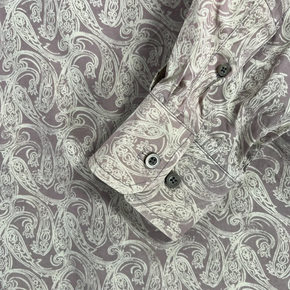 Tommy Bahama Island Soft Shirt Mens Large Purple Beige Paisley Button Up Casual - Picture 7 of 14